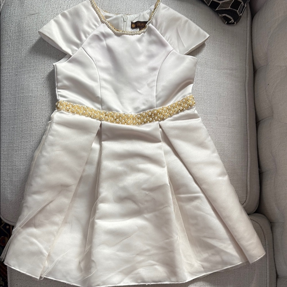 Fleurisse Ceremonial Dresses Kids Formal Dress in Cream with Gold Details